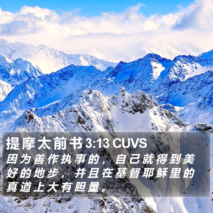 提 摩 太 前 书 3:13 CUVS Bible Study