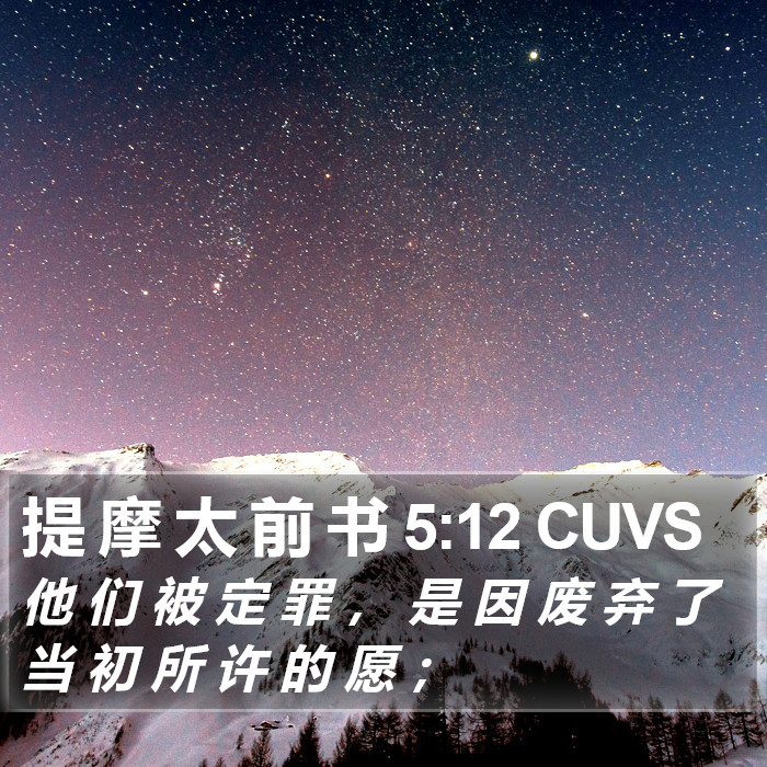 提 摩 太 前 书 5:12 CUVS Bible Study