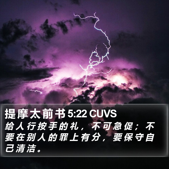 提 摩 太 前 书 5:22 CUVS Bible Study