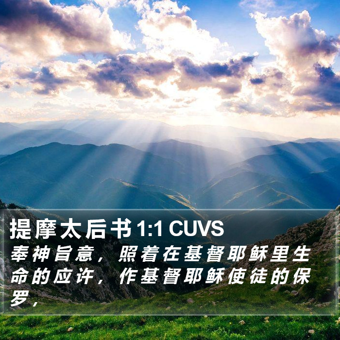 提 摩 太 后 书 1:1 CUVS Bible Study