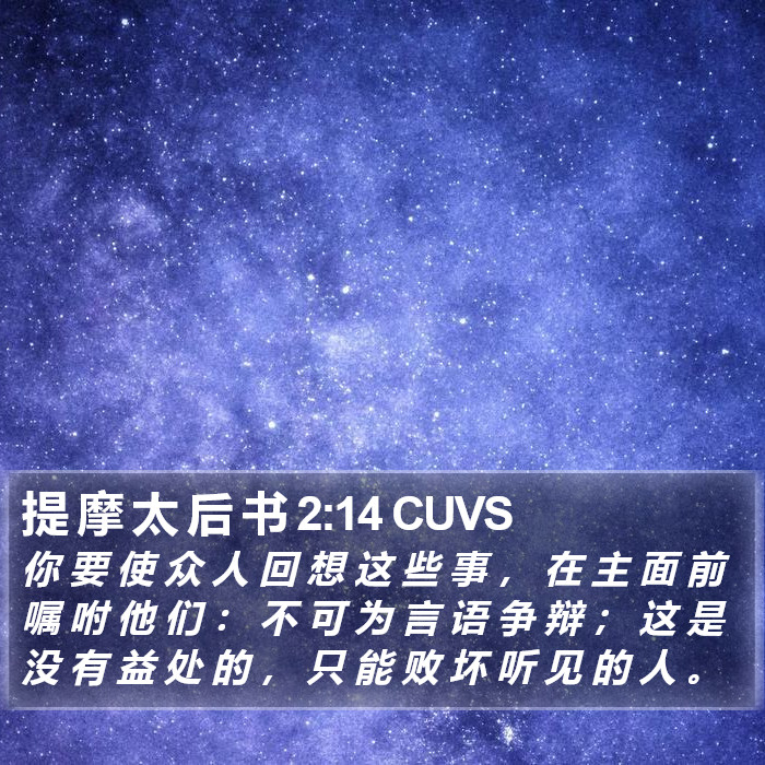 提 摩 太 后 书 2:14 CUVS Bible Study