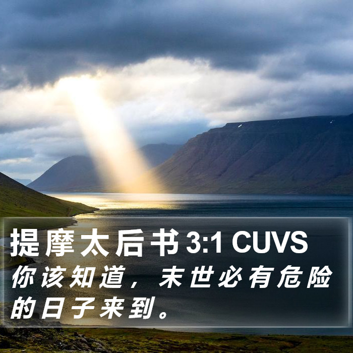 提 摩 太 后 书 3:1 CUVS Bible Study