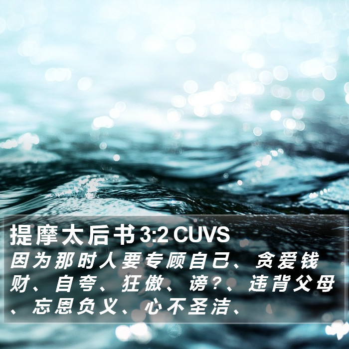 提 摩 太 后 书 3:2 CUVS Bible Study