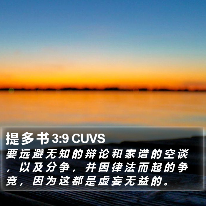 提 多 书 3:9 CUVS Bible Study