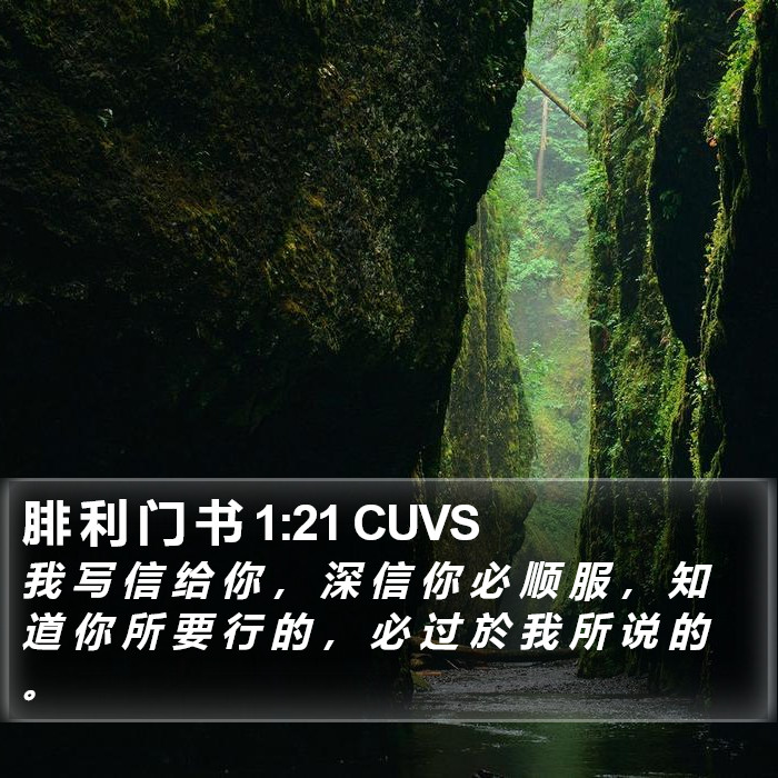 腓 利 门 书 1:21 CUVS Bible Study