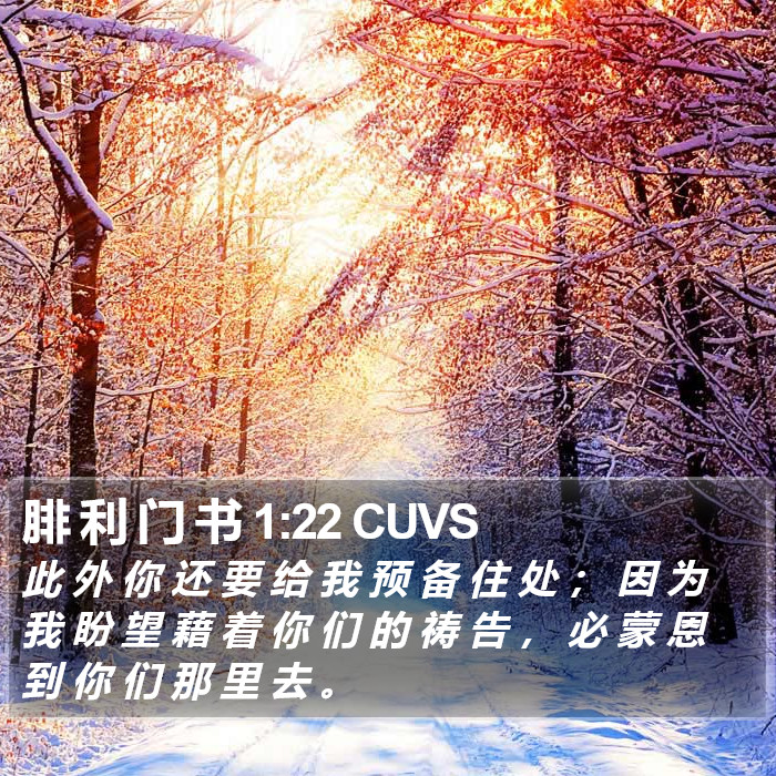 腓 利 门 书 1:22 CUVS Bible Study