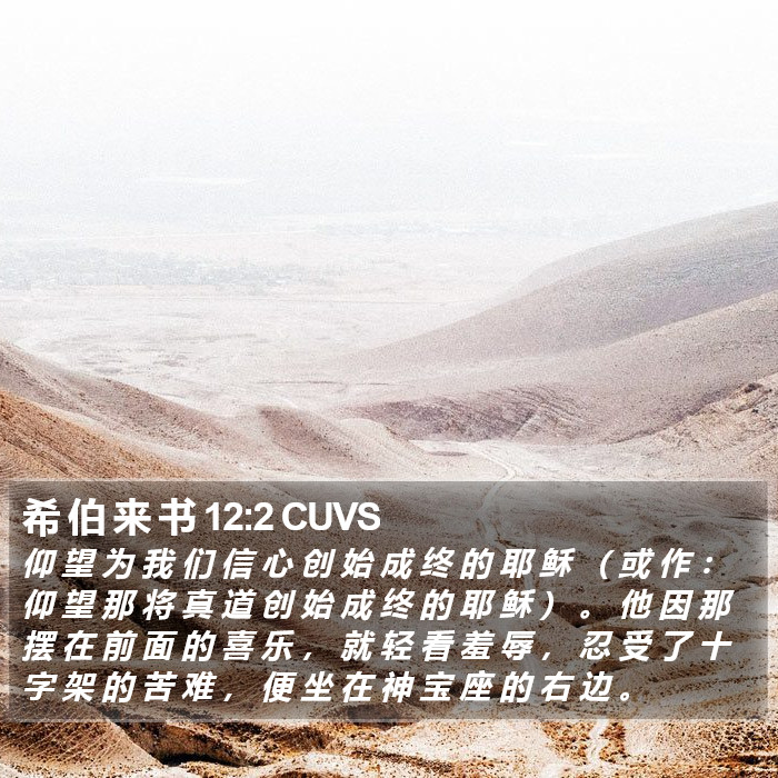 希 伯 来 书 12:2 CUVS Bible Study