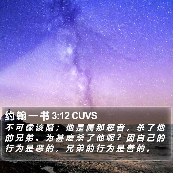 约 翰 一 书 3:12 CUVS Bible Study